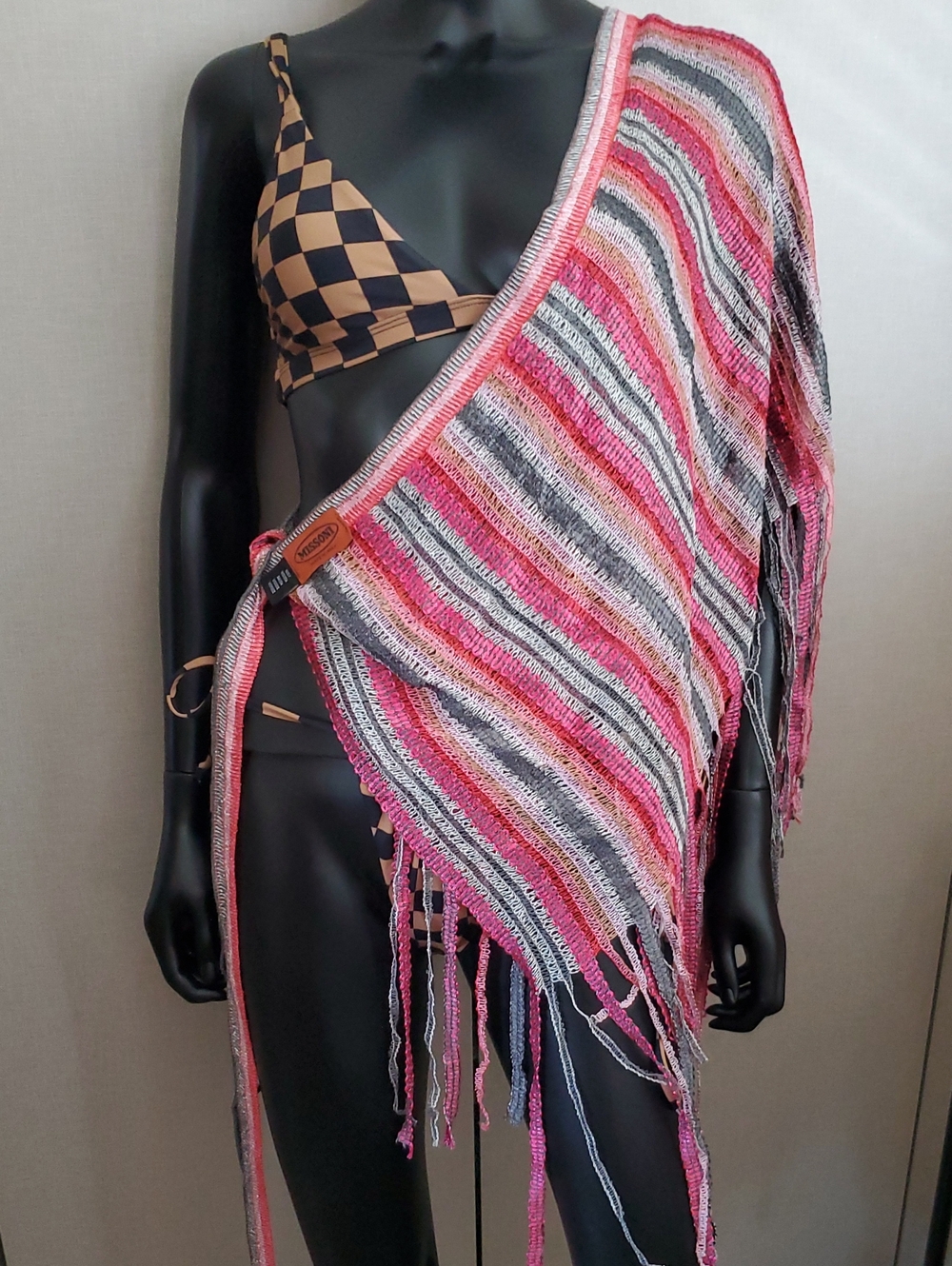 Missoni NWOT Multi Use Fringed Knit Shawl Coverup - Picture 8 of 10